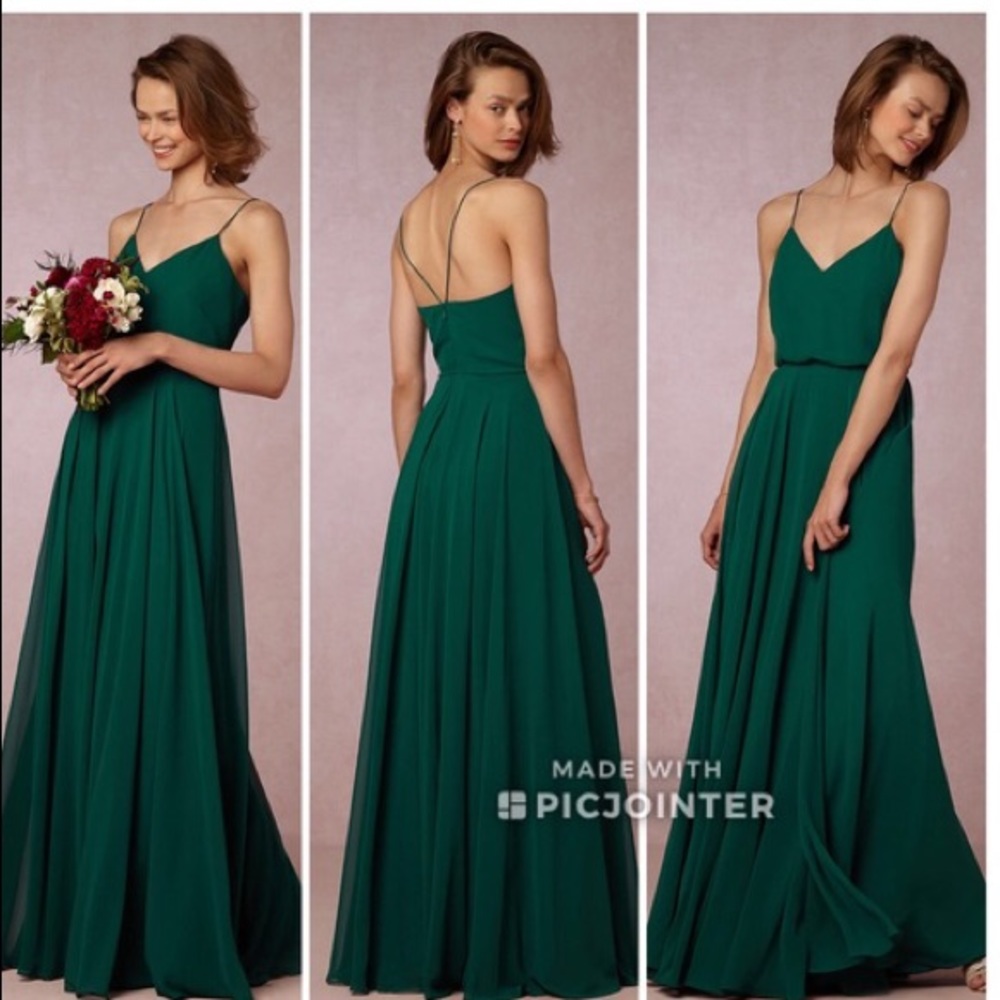 BHLDN Jenny Yoo Inesse Dress Emerald Green Sz 18